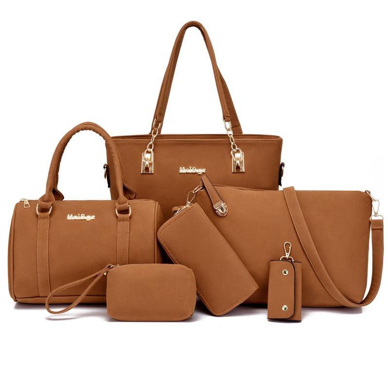 Многосекционная новая модная сумка из искусственной кожи для матери и ребенка, набор из шести предметов, портативная, на плечо, мессенджер, женская сумка