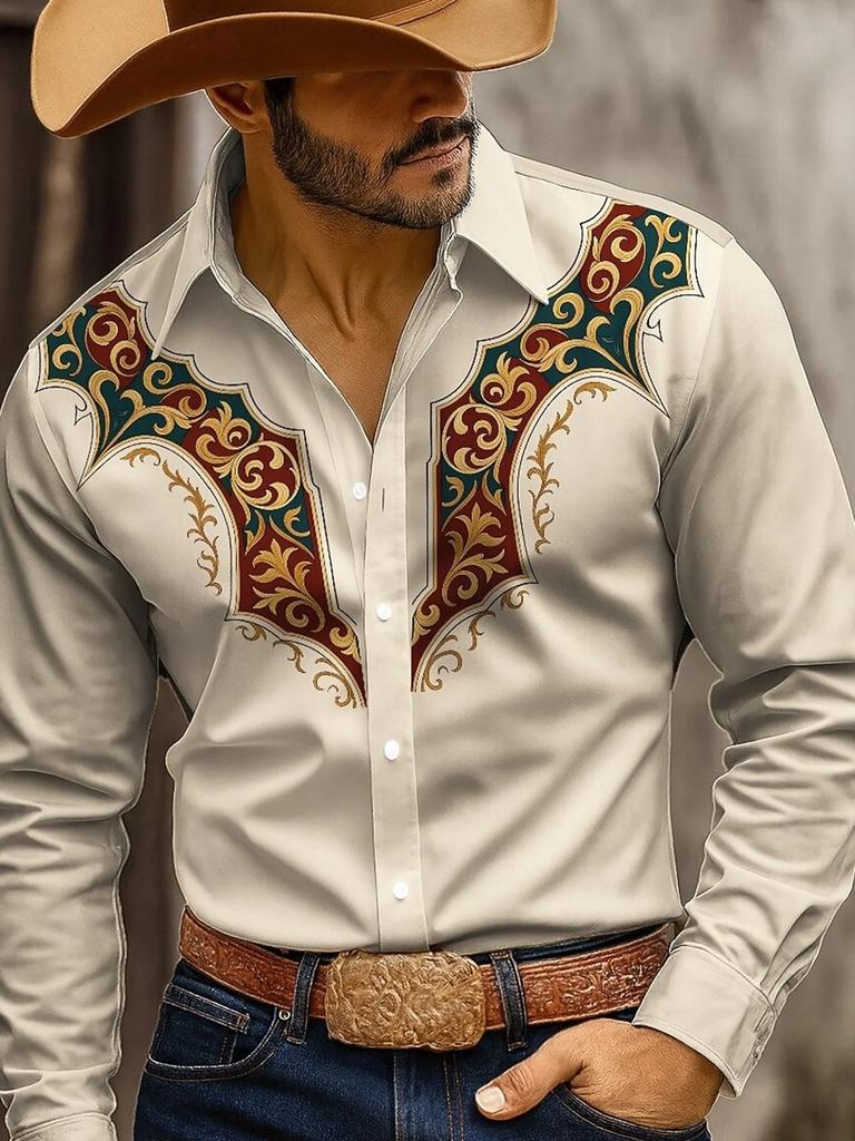 Western Floral Embroidered Long Sleeve Shirt, Cowboy Fashion Essential