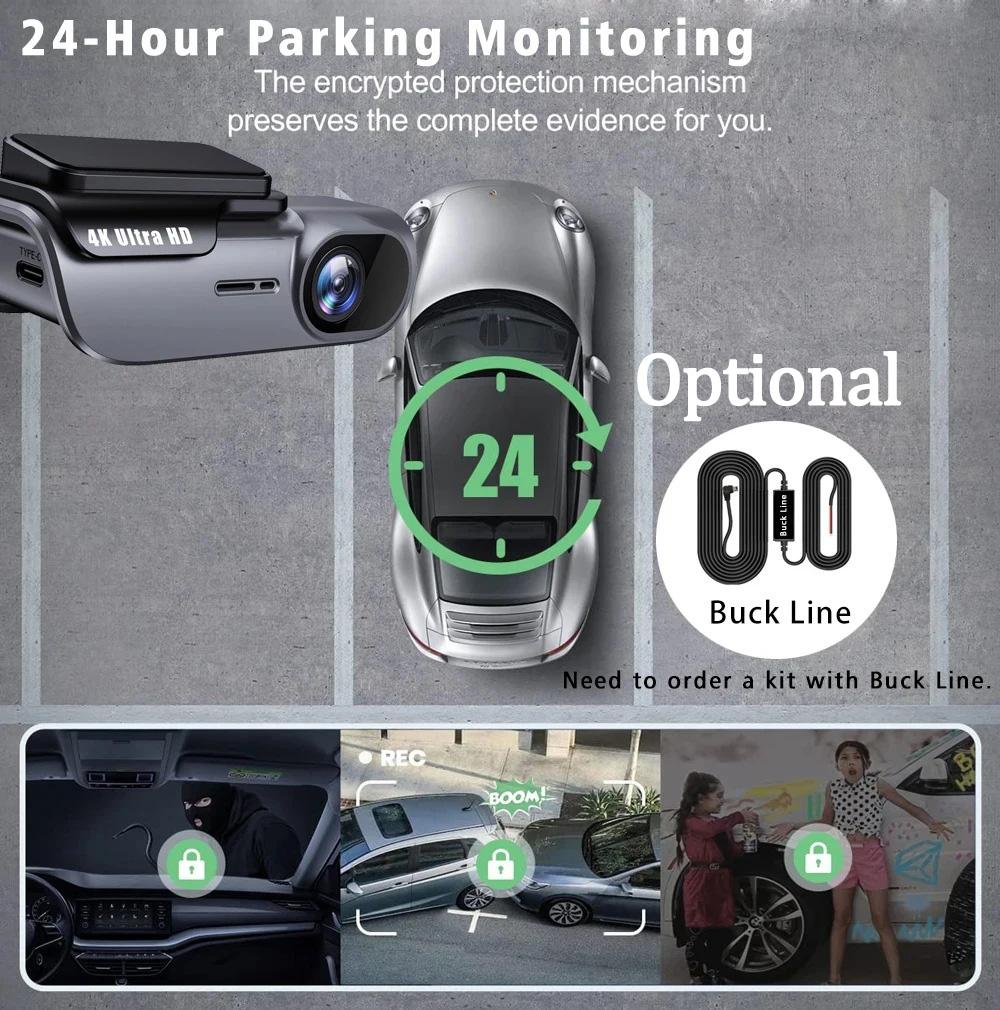 НОВЫЙ UHD 4K WIFI DashCam Видеорегистратор ночного видения Черный ящик Автомобильный видеорегистратор Камера Видеорегистратор Автоматическая поддержка G-сенсора Круглосуточная парковка