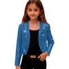 Girls' Fashionable Casual Long-Sleeved Sequinned Top With Cardigan- Short Jacket