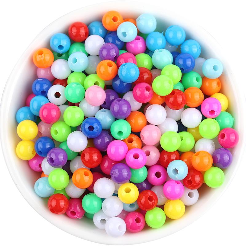 100Pcs 6mm Plastic Beads Solid Color Loose Spacer Round Beads For DIY Bracelets Phone Chains Jewelry Making Supplies Wholesale