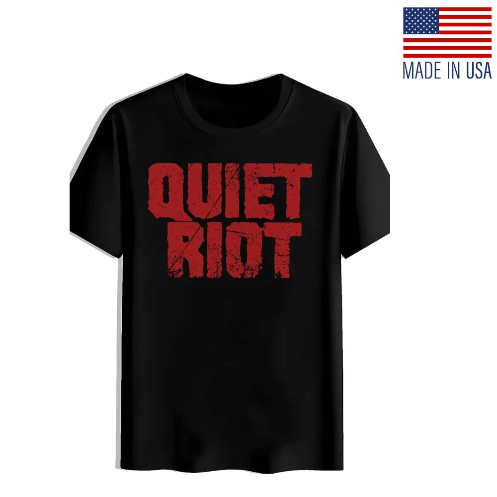 Men'S "Quiet Riot" Graphic T-Shirt - Black with Red Distressed Lettering, Casual