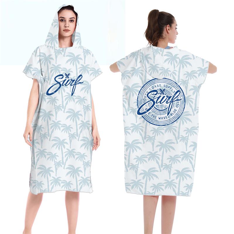 Быстросохнущее пончо с капюшоном на молнии 2025 - Портативный халат и пляжное полотенце