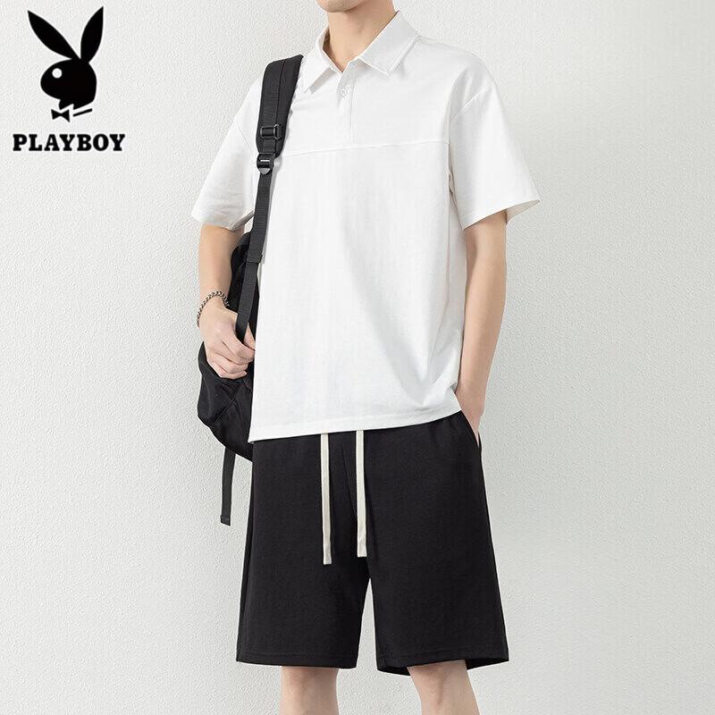 PLAYBOY Мужской повседневный комплект: рубашка-поло и шорты из ледяного шелка