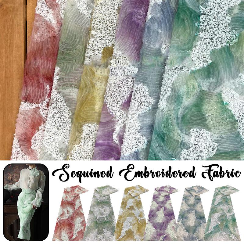 Роскошная вышивка бисером из жемчуга, высококачественное кружево с пайетками, тюлевое кружево, дизайнерская ткань для шитья платьев и одежды своими руками