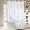 No Hook Waffle Weave Shower Curtain with Snap-in Fabric Liner Set,Shower Curtains for Bathroom with See Through Top Window,Water Repellent Washable