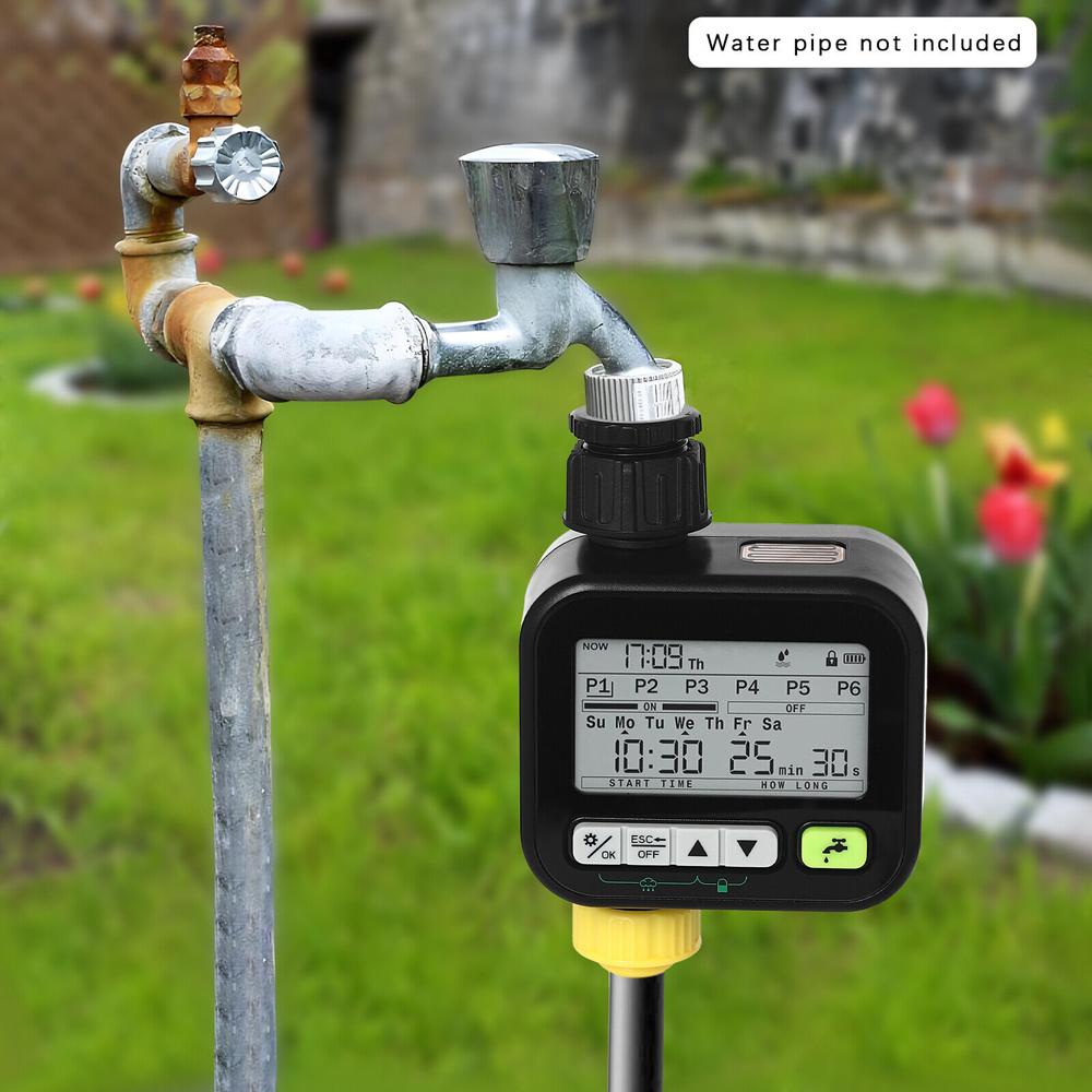 Digital Automatic Water Timer with Rain Sensor 3 Programs IPX5 Waterproof Irrigation Controller for Garden Lawn Patio3