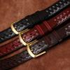 3.8Cm Retro Fashion Trend Versatile First-Layer Cowhide Woven Belt Men'S Genuine Leather Copper Buckle Woven Belt