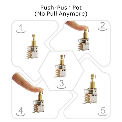 FLEOR 2 Pieces Guitar Bass Push-Push Potentiometer B500K Linear Tapered Copper Long Split Shaft Pot