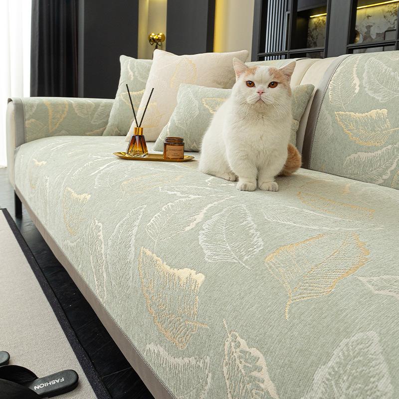 Light Luxury High-End Sofa Towel Cover Cloth Four-Season Universal Non-Slip Straight Row Seat Cushion New Leather Sofa Cushion