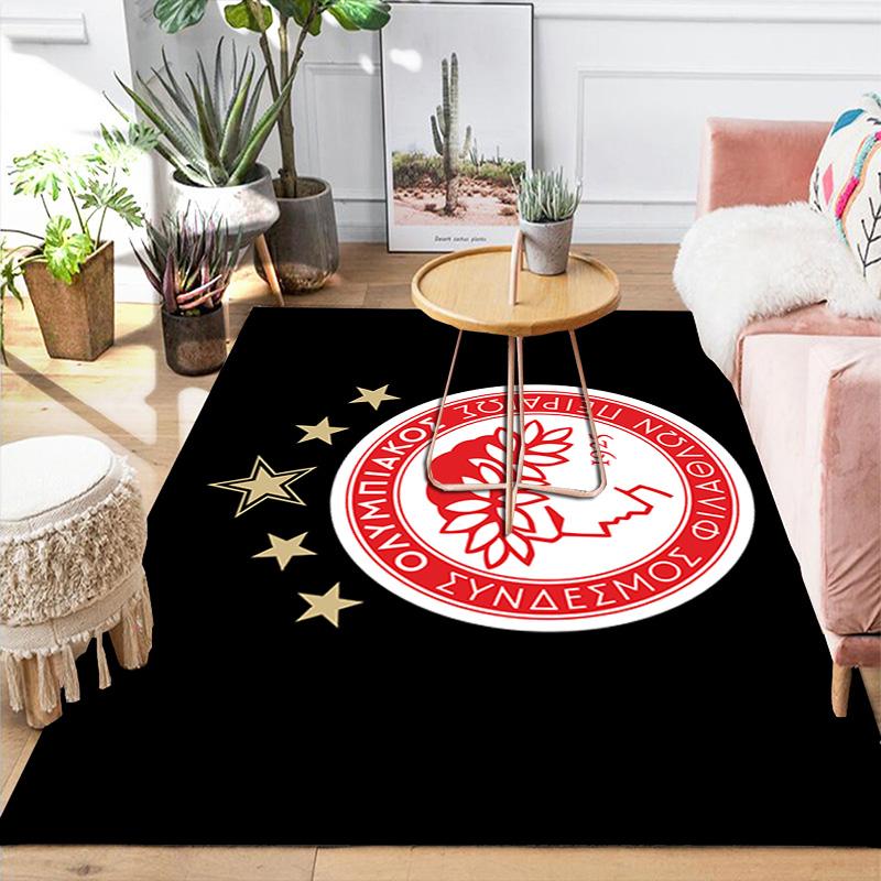Olympiakos Piraeus Pattern Rug Floor Mat for Living Room or Bedroom Soft and Comfortable Carpet a Gift for Birthday and Holiday.