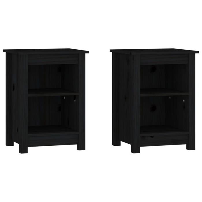 VidaXL Bedside Tables 2 Pcs Black 40x35x55 Cm Solid Pine Wood 820965