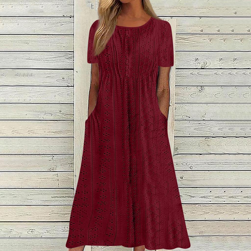 Женская мода, летние однотонные повседневные плиссированные платья с круглым вырезом в курортном стиле