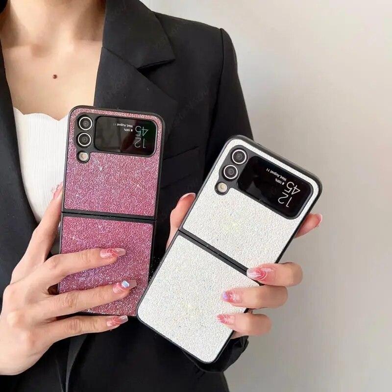 Блестящий флип-чехол с градиентом для Samsung Galaxy Z Flip5 Flip4 Flip3 противоударный роскошный чехол для телефона Galaxy Z Flip 5 Shell Coque