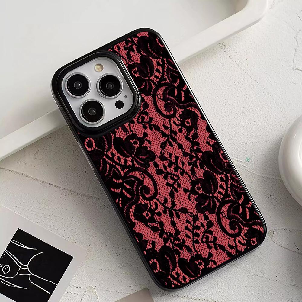Крутая готическая кружевная модная чехол-бампер для телефона IPhone 17 Air 16 15 14 13 12 11 Pro Max 15 Plus 14 Pro Мягкая защитная Funda