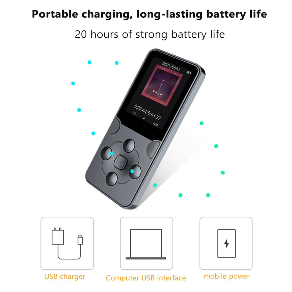 1.8inch MP3 MP4 Player Recording E-Book TFT Color Screen MP3 Music Player HiFi Stereo Sound with Speaker for Students