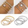 4 шт. Браслеты со стразами для женщин Многослойный штабелируемый браслет с открытой манжетой Браслет с регулируемым звеном Кубинские панк-ювелирные изделия для женщин Подарок для девочек