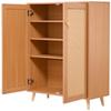Rattan Shoe Cabinet 5 Tiers Shoe Organizer 2 Doors & Adjustable Shelves