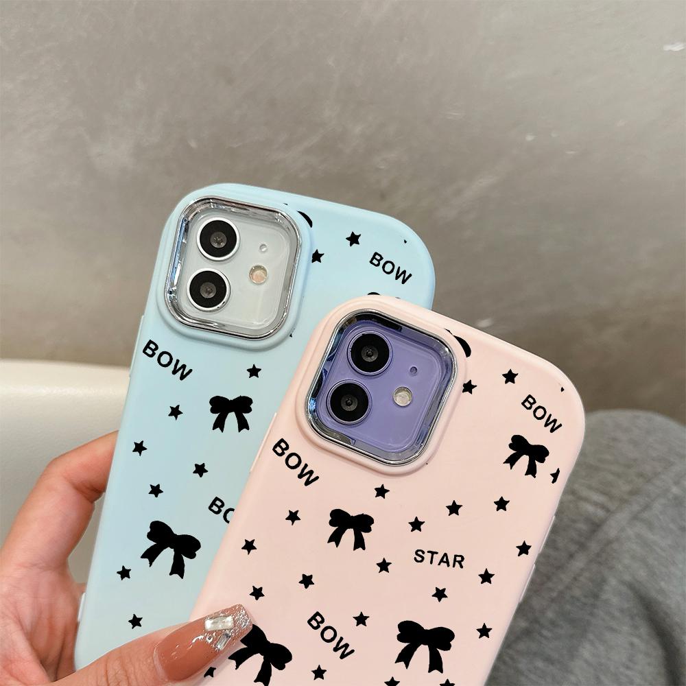 For OPPO A18 A38 A54 A60 A96 Reno12 F 8T 8Z Vivo V30 V40 Y15s Y22 Y27 Y30 Y36 Bowknot Star Design Soft Silicone Candy Color Phone Case