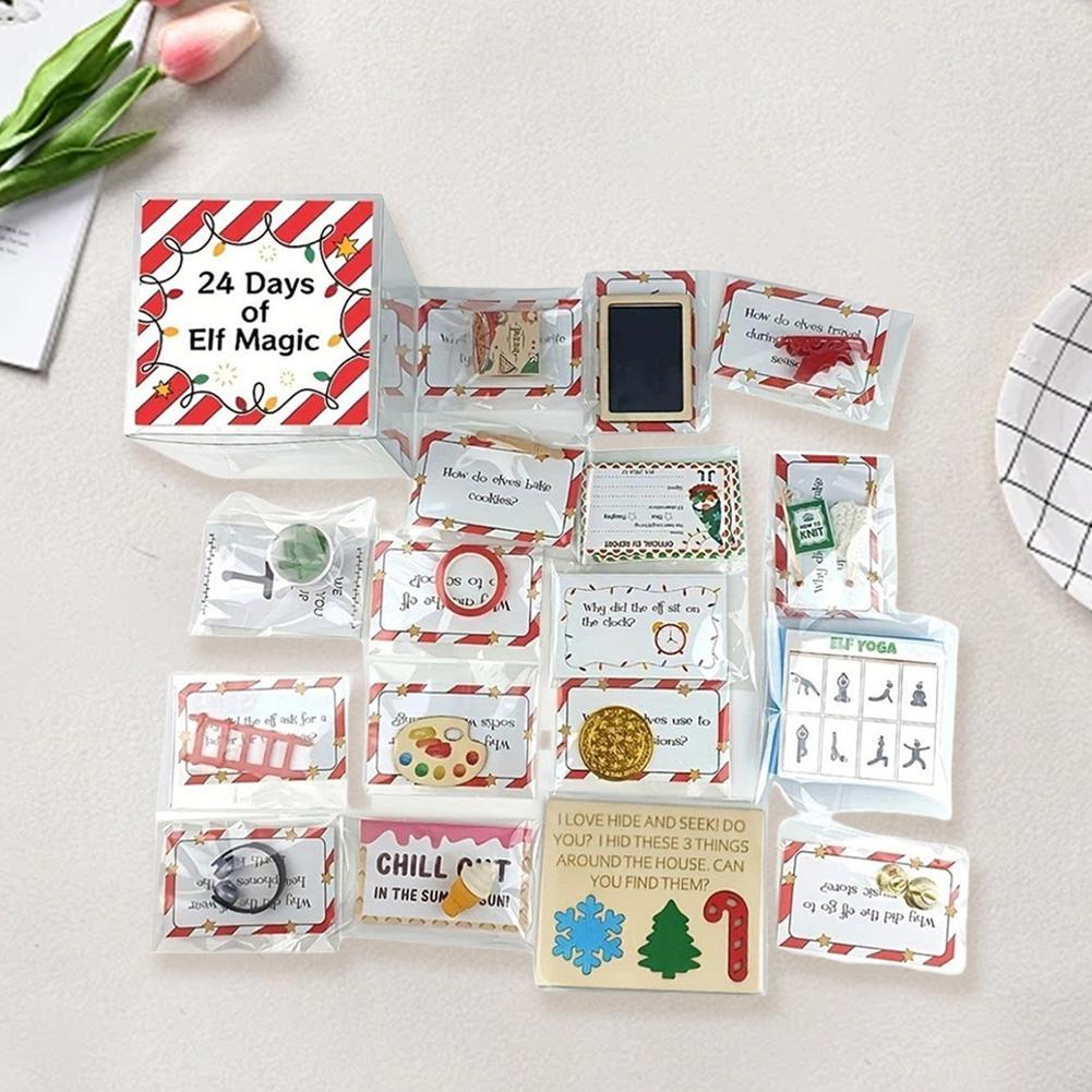 Рождественский 24-дневный набор эльфа Набор для приключений эльфа 2024 Набор идей для забавных эльфийских сцен Креативный рождественский подарок для обратного отсчета Реквизит для эльфийских занятий