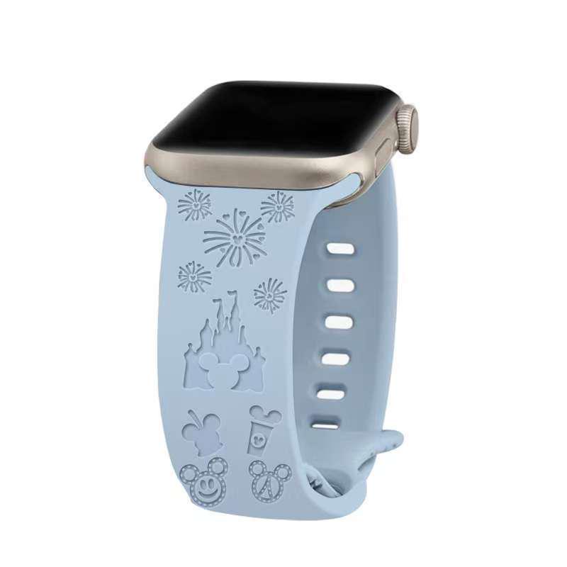 Совместимо с Apple Watch S10/11/Ultra/SE: Силиконовый ремешок с резьбой в виде замка.