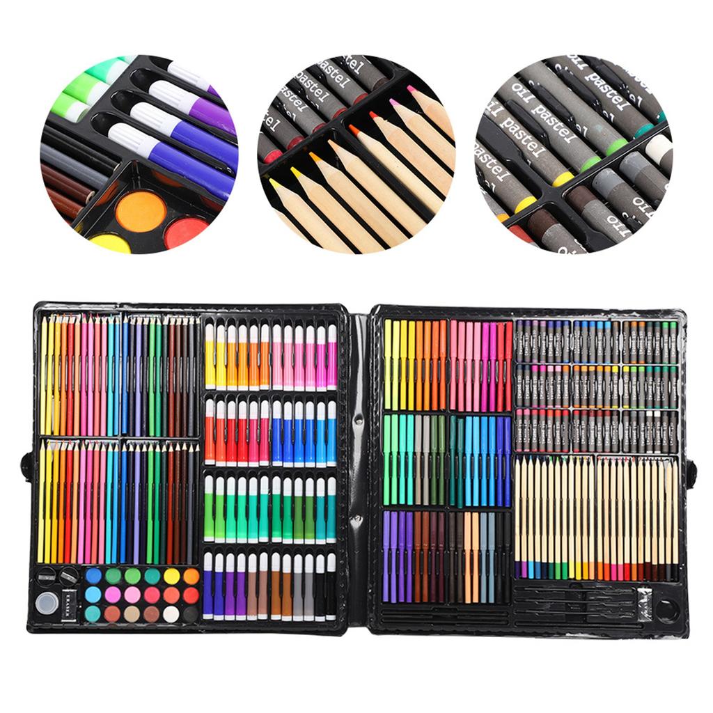 258Pcs Kid Art Set Water Color Pen Crayon Coloured Pencil Powder Paint Drawing Artistic
