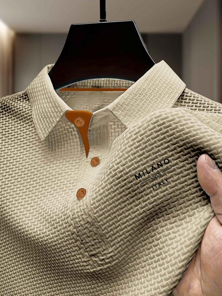 Men's Breathable Summer Refreshing Quick-Dry Lapel Color-Block Polo Shirt Men's Short-Sleeve T-Shirt Men's Clothing Top for Golf