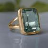 Cushion Cut Green Amethyst Gemstone  925 Sterling Silver Yellow Gold Overlay Ring