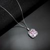Real 925 Sterling Silver Crushed Ice Cut 12 *12mm Pink Sapphire Created Moissanite Diamond Pendant Necklaces For Women Gift