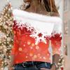 Women's Casual Long Sleeve Slouchy Christmas Printed Plush Fashion Top