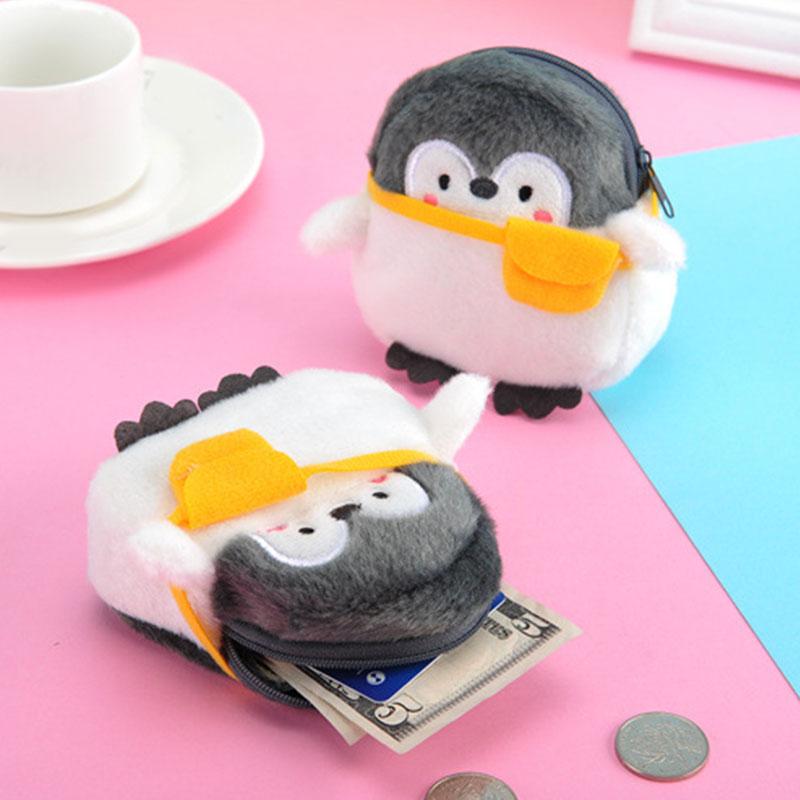 Cute Mini Penguin Coin Purse Cartoon Coin Purse Data Line Bag Durable Plush Coin Purse Accessories