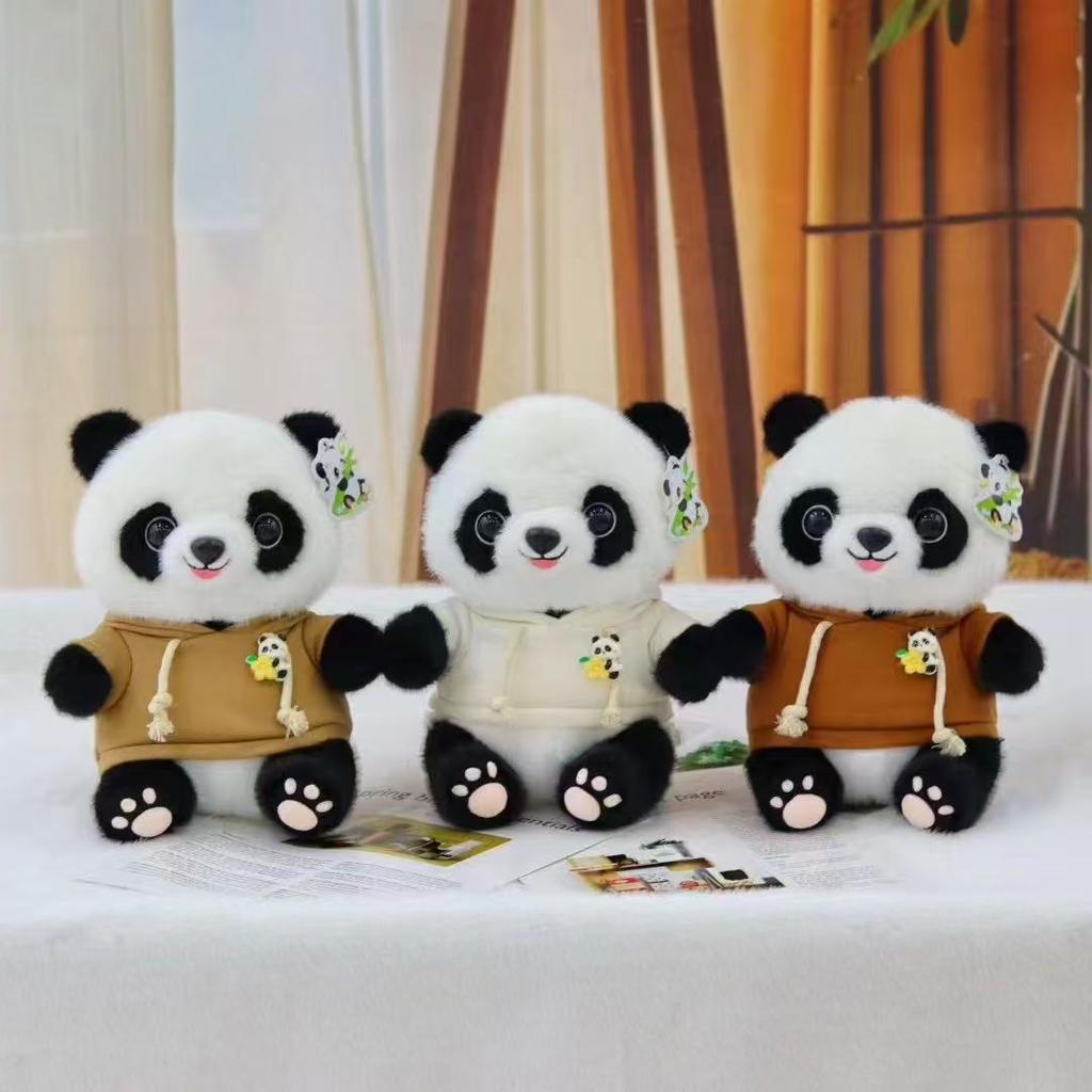 Милая кукла панда, плюшевая игрушка с цветком, кукла гигантская панда, тряпичная кукла, детский подарок на день рождения, Чэнду