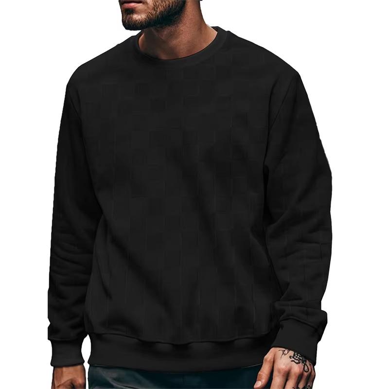 Весенняя мужская клетчатая футболка с круглым вырезом, модная толстовка в клетку Harajuku, плотная повседневная футболка с длинным рукавом, уличная одежда