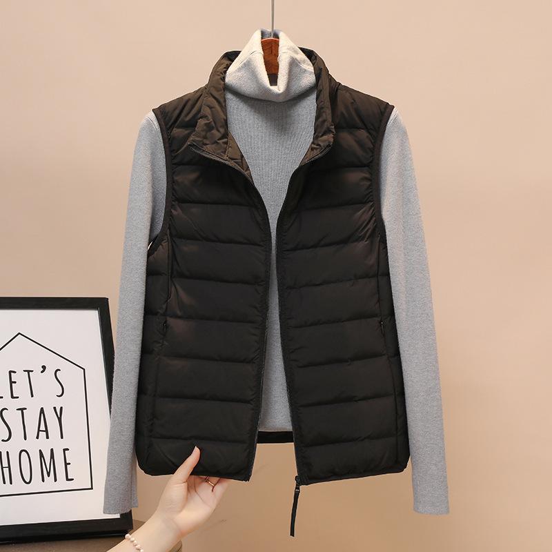 Новый жилет легкий пуховый жилет женский большого размера воротник-стойка тонкая бесшовная интегрированная легкая куртка пуховик подкладка