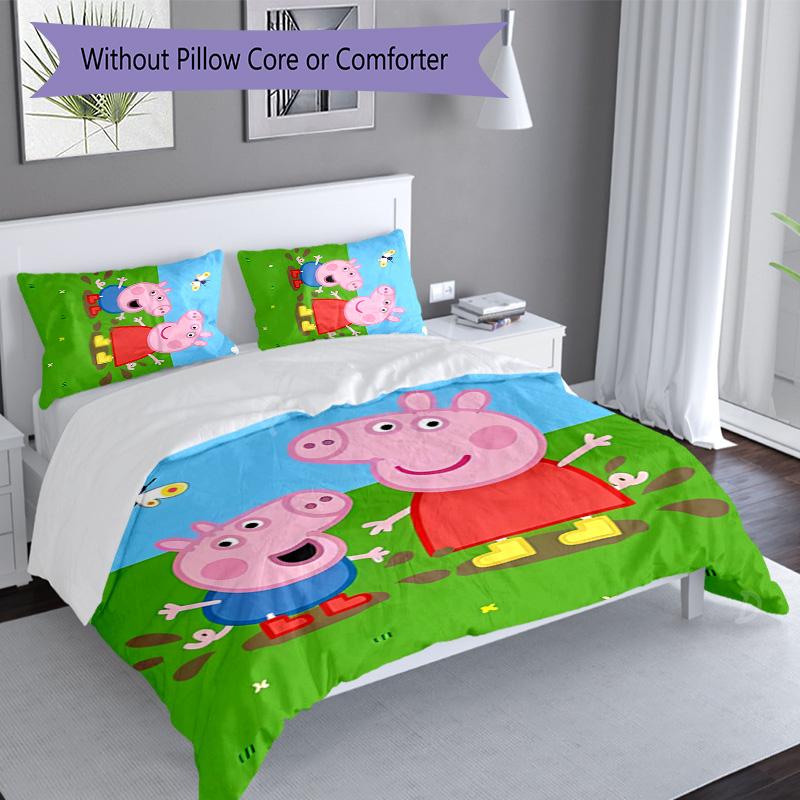 3pcs Peppa Pig1 pattern bedding set duvet cover set includes duvet cover &pillowcases, perfect all season bedroom decoration & gift