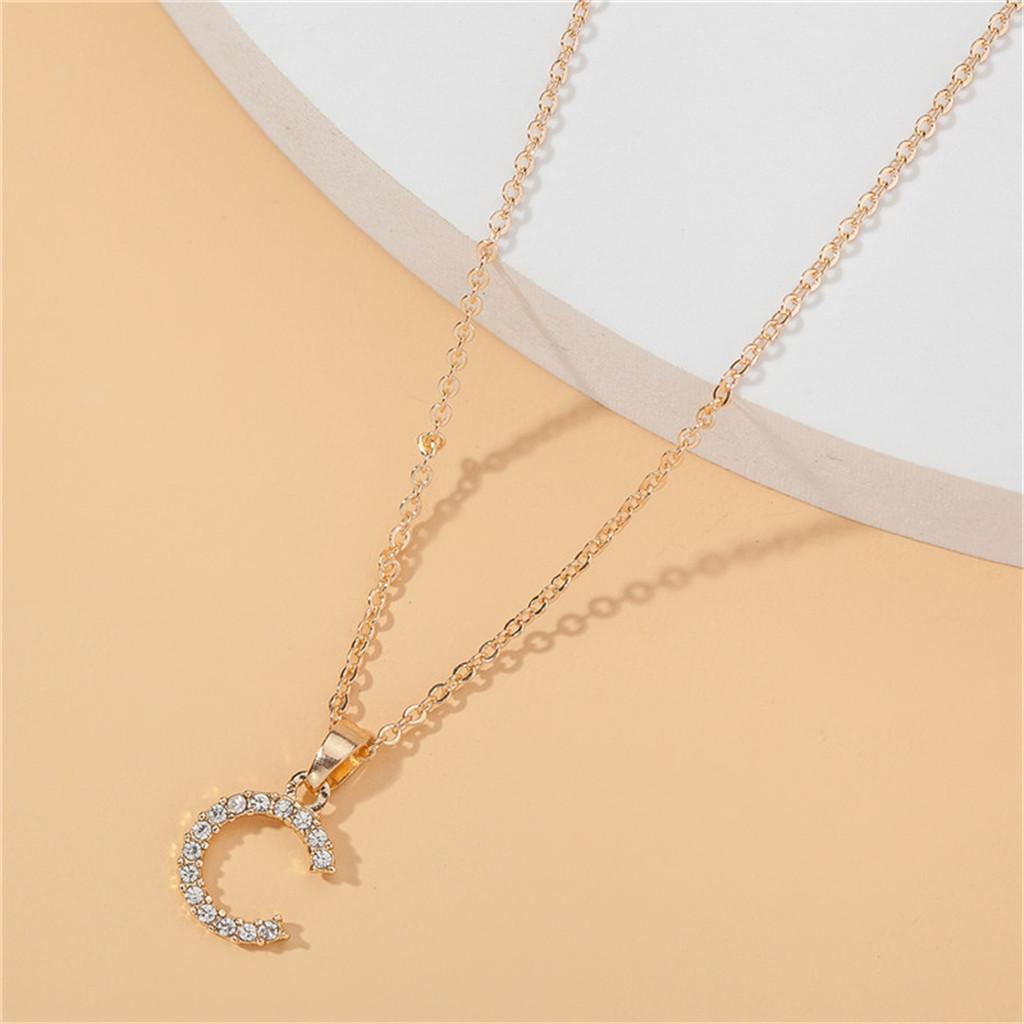 26 Letter Necklace Gold Necklace Female DIY Pendant With Diamond Clavicle Chain