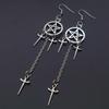 Pentagram Swords Earrings Silver Plated Huggie Hoops Dangle Witchy Jewelry Pagan Wiccan Tarot Gothic Emo Women Gift