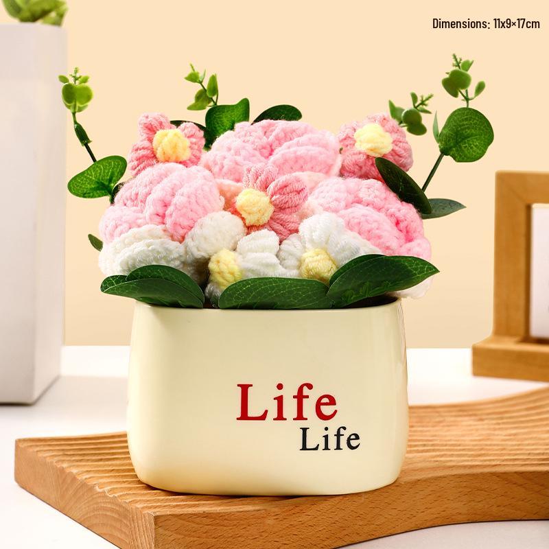 Handmade Sunflower Desk Decoration - Woven Bouquet Gift for Students & Girls