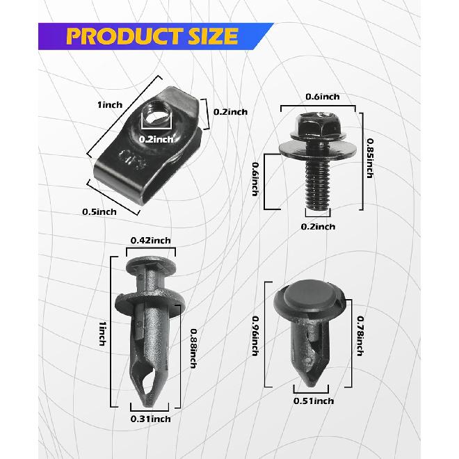 35 шт. болтов и винтов для защиты двигателя автомобиля от брызг, комплект болтов и винтов для защиты картера, винты для бампера, винты для защиты двигателя, подходит для