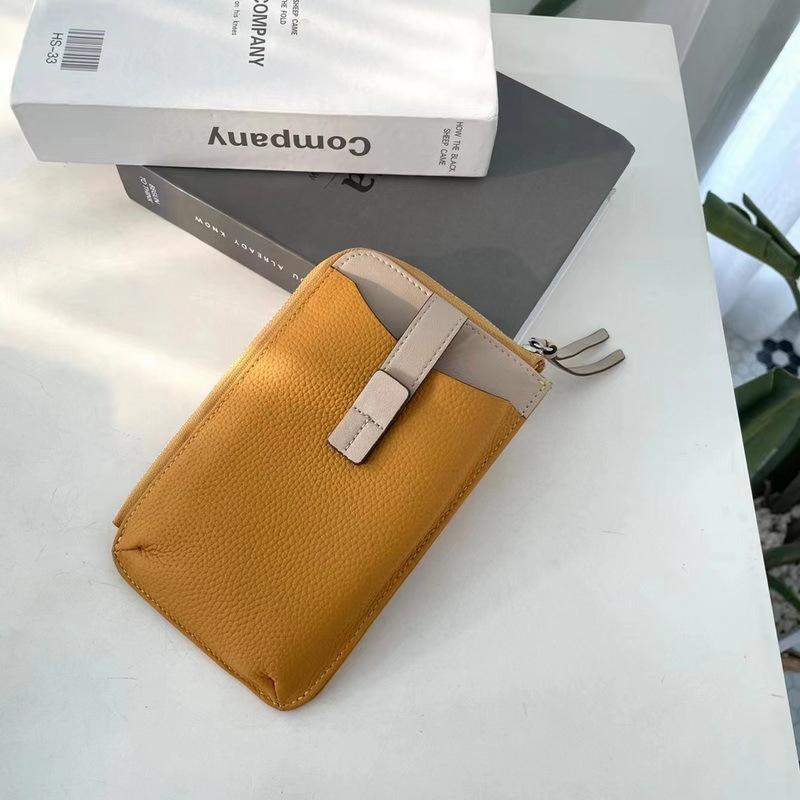 Новый женский кошелек из натуральной кожи с верхним слоем из коровьей кожи с узором личи, затягивающимся шнурком, контрастного цвета, сумка для мобильного телефона, сумка для карт