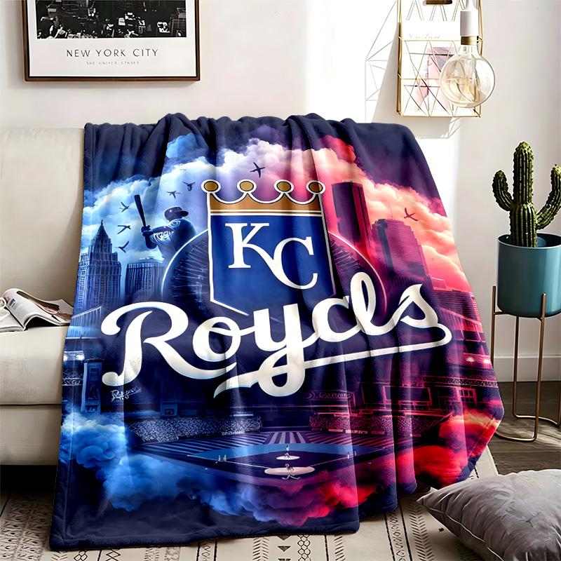 Персонализированные флисовые пледы с тематикой Kansas City Royals для улицы. Мягкие, подходят для всех сезонов. Идеальны для диванов, кроватей и кемпинга.