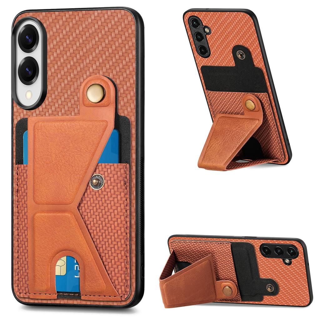 For Samsung Galaxy S25 Edge Case with K-Shaped Kickstand Leather Phone Back Cover