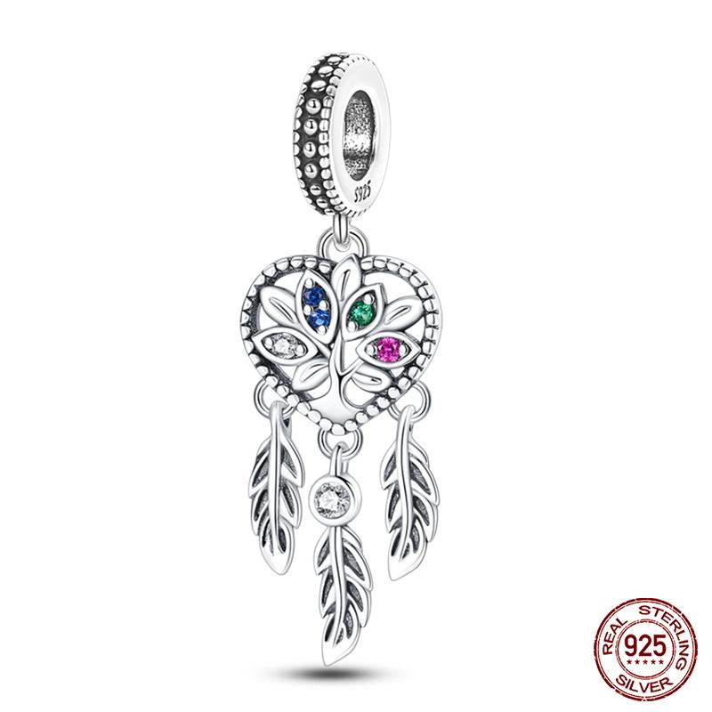 100% Настоящая Медь Перья Ловец Снов Кисточки Шармы Бусины Подходят для Оригинального Браслета-Браслета Qikaola Модная Бижутерия Сделай Сам