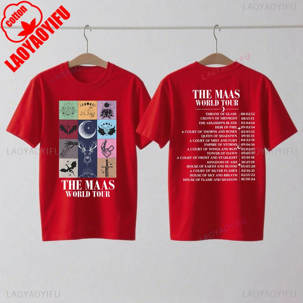 Сара Дж. Маас SJM Мерч Мировой Тур Футболка Престол Стекла Атрибутика Фаната Сумерки Мода Повседневный Комфорт Хлопковые Футболки