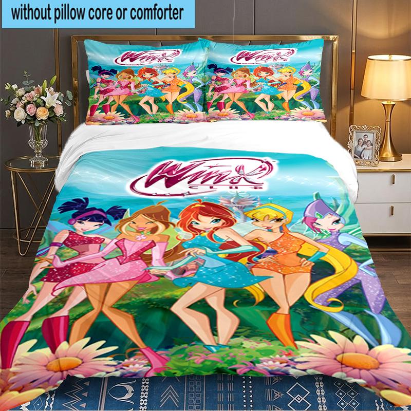 Wink Club Magical Friendship 3PCS Bedding set,Ideal for 1pc Duvet Cover And 2pcs Pillowcases Perfect for Fan gift,Ideal for Bedroom, Dormitory