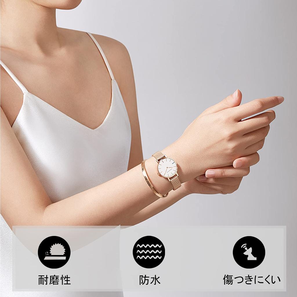 RORIOS Сделано в сетке для поездок на работу или в школу часы для женщин белого цвета, простые, аналоговые, водонепроницаемые, Япония, кварцевые, ремешок, стильные, повседневные,