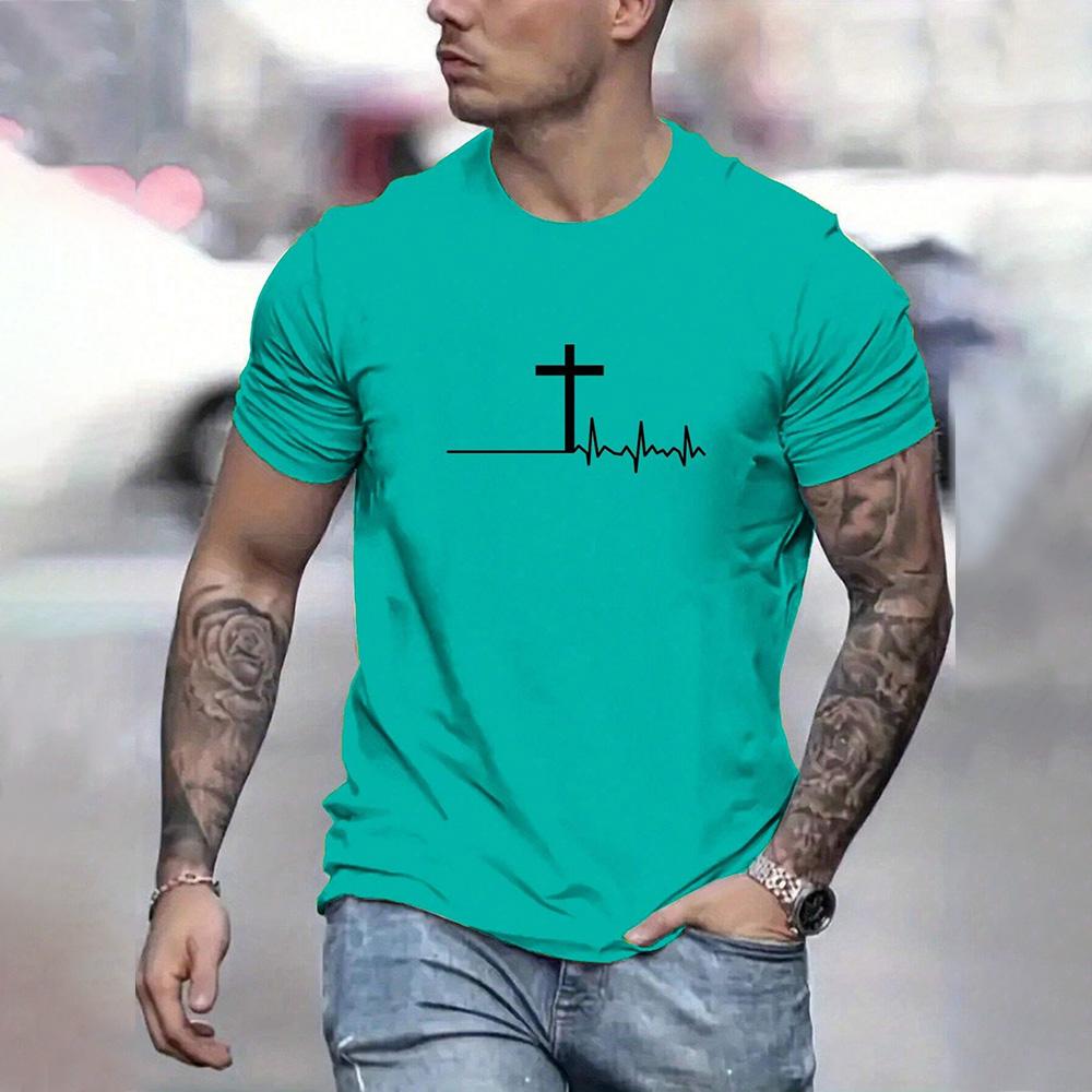 2024 Классическая однотонная футболка с буквенным принтом, мужская одежда, большой размер, О-образный вырез, короткий рукав, дышащая спортивная футболка для фитнеса