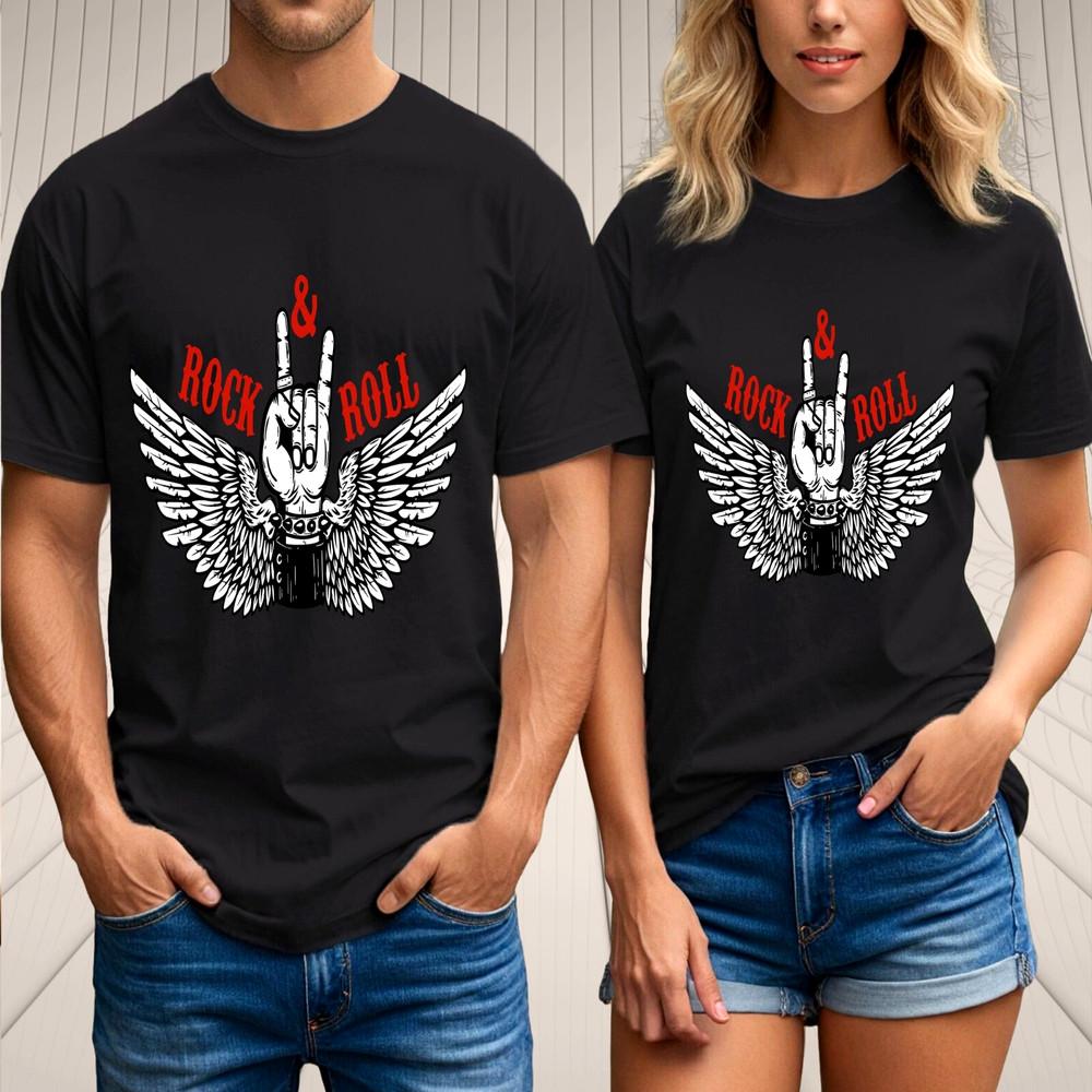Футболка с крылатым черепом Унисекс Знак руки Rock and Roll Панк Металл Фестиваль Подарок Футболка