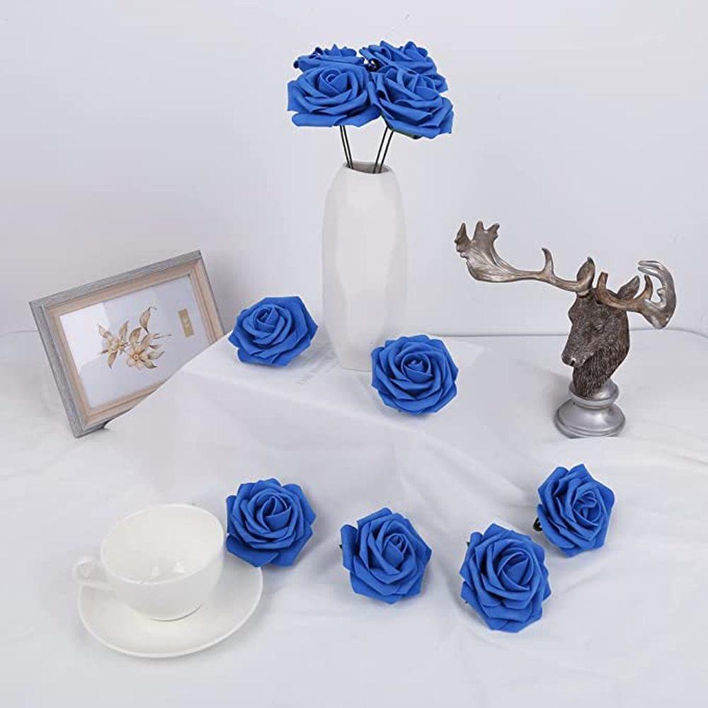 50шт искусственная пена роза искусственная роза цветок искусственная роза со стеблем DIY свадебный букет свадебный душ центральный цветочная композиция вечеринка