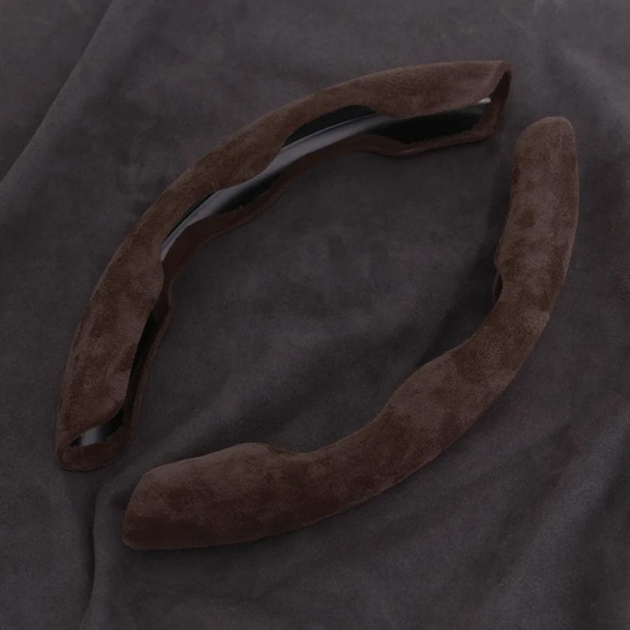 2Pcs Universal Car Steering Wheel Cover Winter Suede Anti-skid Plush Steering Wheel Booster Cover Protection Kit Car Accessories